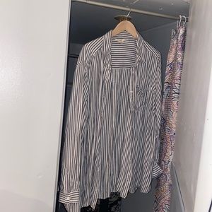 Gray and White Stripe Blouse